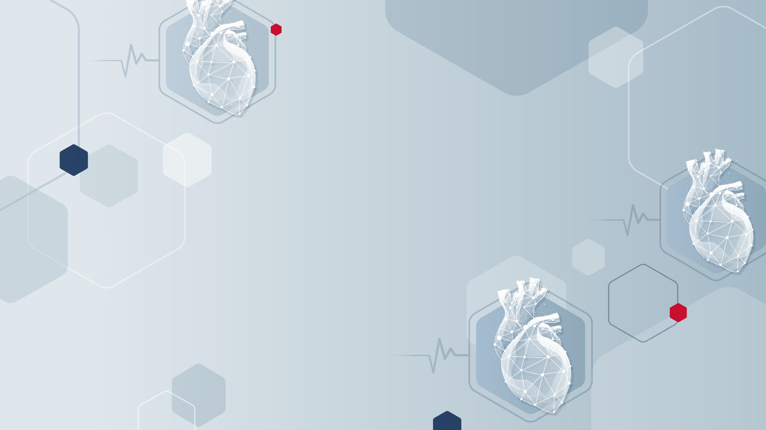 Hexagonal medical-themed design on a light blue background, featuring icons of a heart, stethoscope, hospital, and medicine