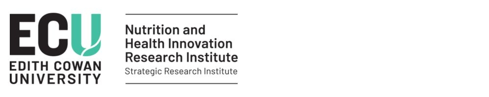 Logo of Edith Cowan University with the Nutrition and Health Innovation Research Institute, Strategic Research Institute.
