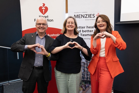 David Lloyd, Professor Sienna McGall and Professor Fay Johnston launching the University of Tasmania and Menzies Cardiovascular Research Flagship