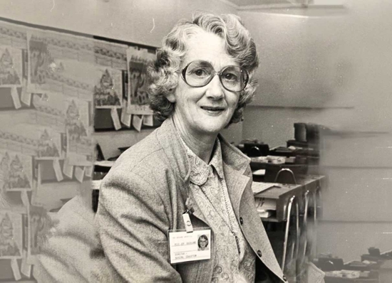 A black and white photograph of Gifts in Wills supporter, Joy Buckland